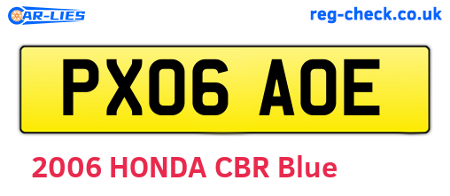 PX06AOE are the vehicle registration plates.