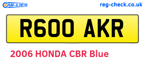 R600AKR are the vehicle registration plates.