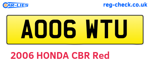 AO06WTU are the vehicle registration plates.