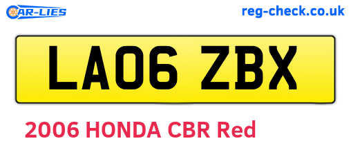 LA06ZBX are the vehicle registration plates.