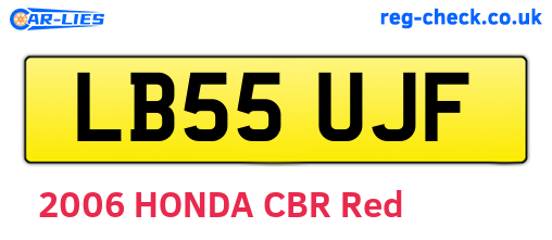 LB55UJF are the vehicle registration plates.