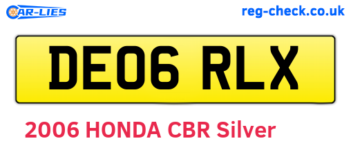 DE06RLX are the vehicle registration plates.