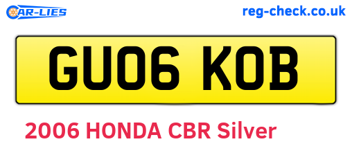 GU06KOB are the vehicle registration plates.