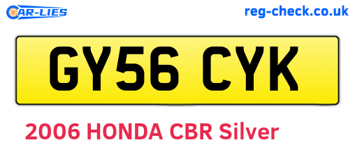 GY56CYK are the vehicle registration plates.