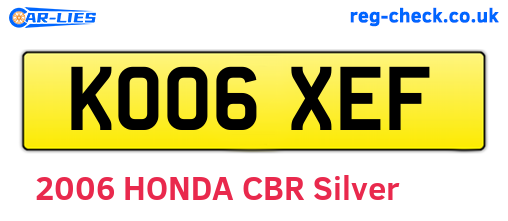 KO06XEF are the vehicle registration plates.