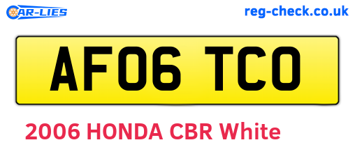 AF06TCO are the vehicle registration plates.