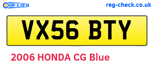 VX56BTY are the vehicle registration plates.