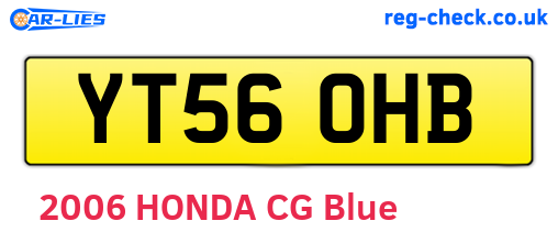 YT56OHB are the vehicle registration plates.