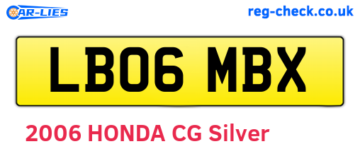 LB06MBX are the vehicle registration plates.