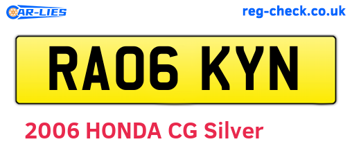 RA06KYN are the vehicle registration plates.