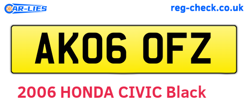 AK06OFZ are the vehicle registration plates.