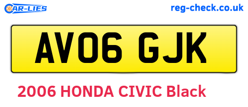 AV06GJK are the vehicle registration plates.