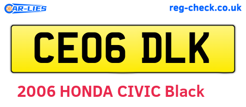 CE06DLK are the vehicle registration plates.