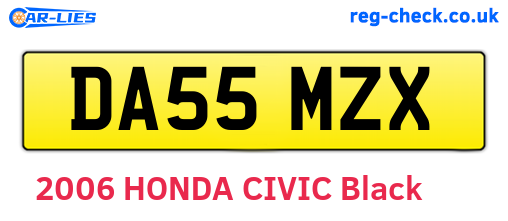 DA55MZX are the vehicle registration plates.