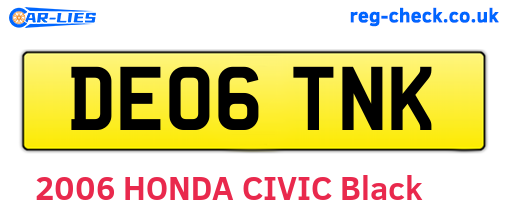 DE06TNK are the vehicle registration plates.