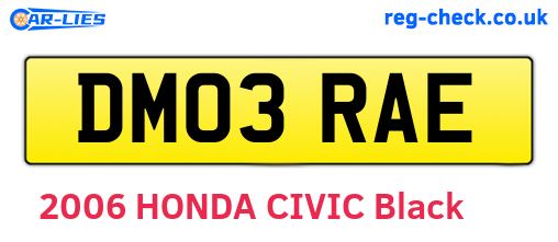 DM03RAE are the vehicle registration plates.