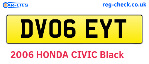 DV06EYT are the vehicle registration plates.