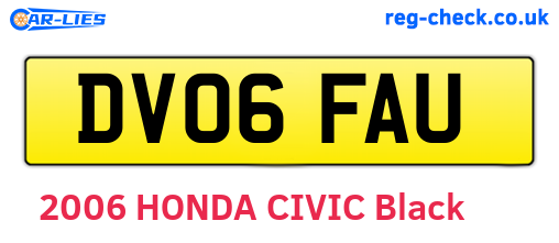 DV06FAU are the vehicle registration plates.