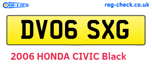 DV06SXG are the vehicle registration plates.