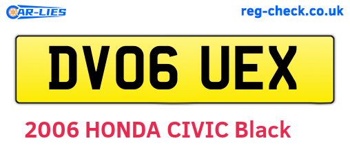 DV06UEX are the vehicle registration plates.