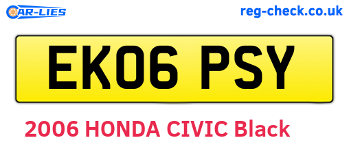 EK06PSY are the vehicle registration plates.