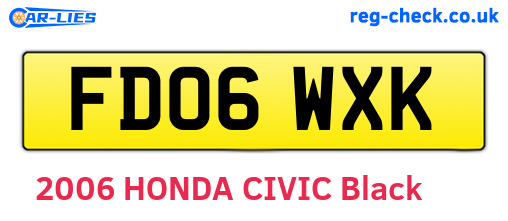 FD06WXK are the vehicle registration plates.