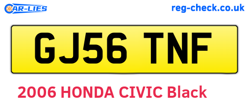 GJ56TNF are the vehicle registration plates.