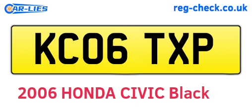 KC06TXP are the vehicle registration plates.