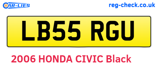 LB55RGU are the vehicle registration plates.