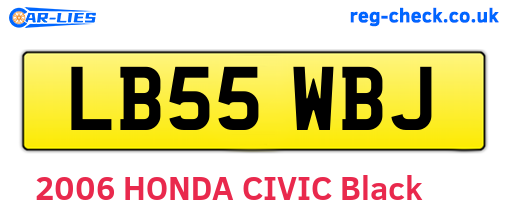 LB55WBJ are the vehicle registration plates.