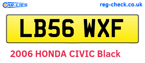 LB56WXF are the vehicle registration plates.