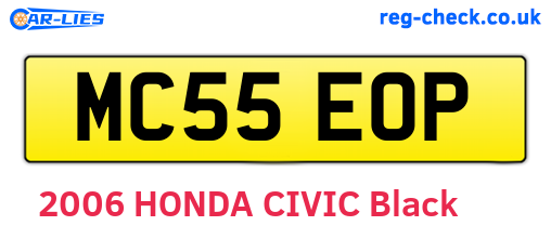 MC55EOP are the vehicle registration plates.