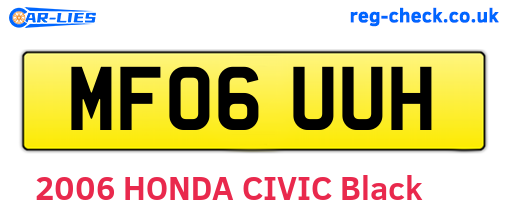 MF06UUH are the vehicle registration plates.