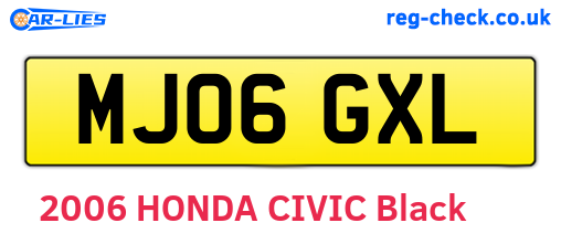 MJ06GXL are the vehicle registration plates.