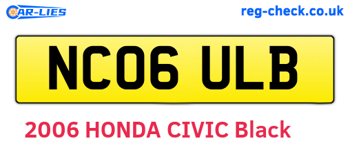 NC06ULB are the vehicle registration plates.
