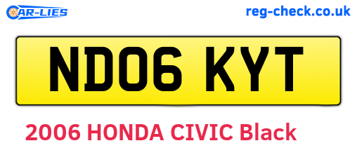 ND06KYT are the vehicle registration plates.