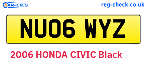 NU06WYZ are the vehicle registration plates.