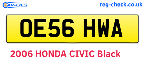 OE56HWA are the vehicle registration plates.