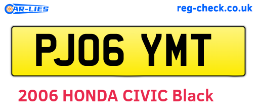 PJ06YMT are the vehicle registration plates.