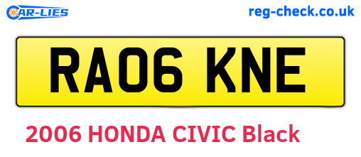 RA06KNE are the vehicle registration plates.