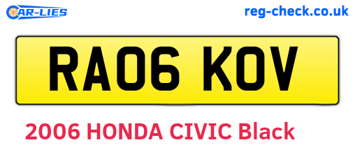 RA06KOV are the vehicle registration plates.
