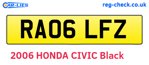 RA06LFZ are the vehicle registration plates.