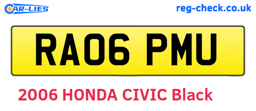 RA06PMU are the vehicle registration plates.