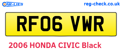 RF06VWR are the vehicle registration plates.