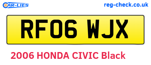 RF06WJX are the vehicle registration plates.