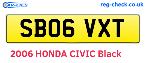 SB06VXT are the vehicle registration plates.