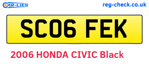 SC06FEK are the vehicle registration plates.