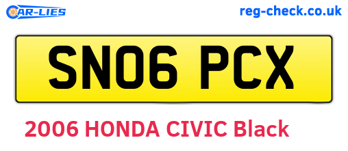 SN06PCX are the vehicle registration plates.