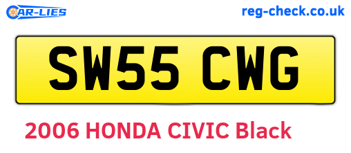 SW55CWG are the vehicle registration plates.