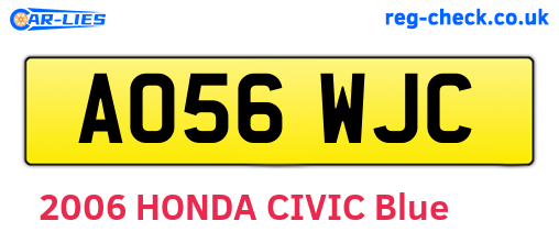 AO56WJC are the vehicle registration plates.